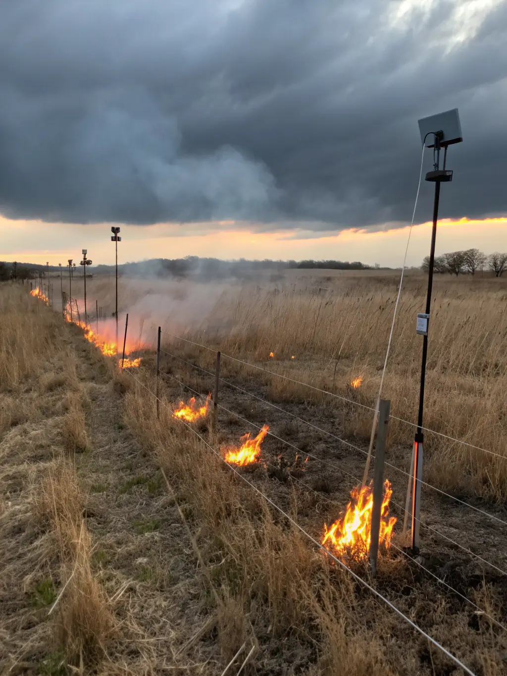 A photograph of a controlled burn in a designated area, demonstrating the organization's approach to habitat management and pest control.