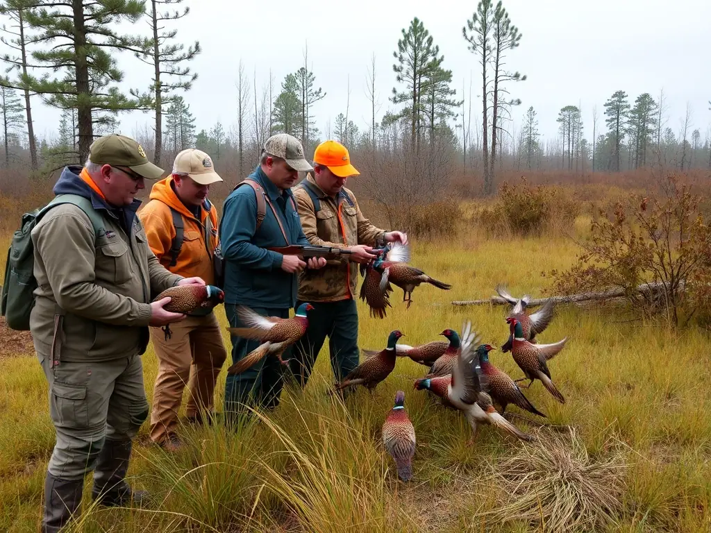 A wildlife expert releasing a pheasant into a protected habitat, symbolizing the organization's commitment to repopulation and biodiversity.