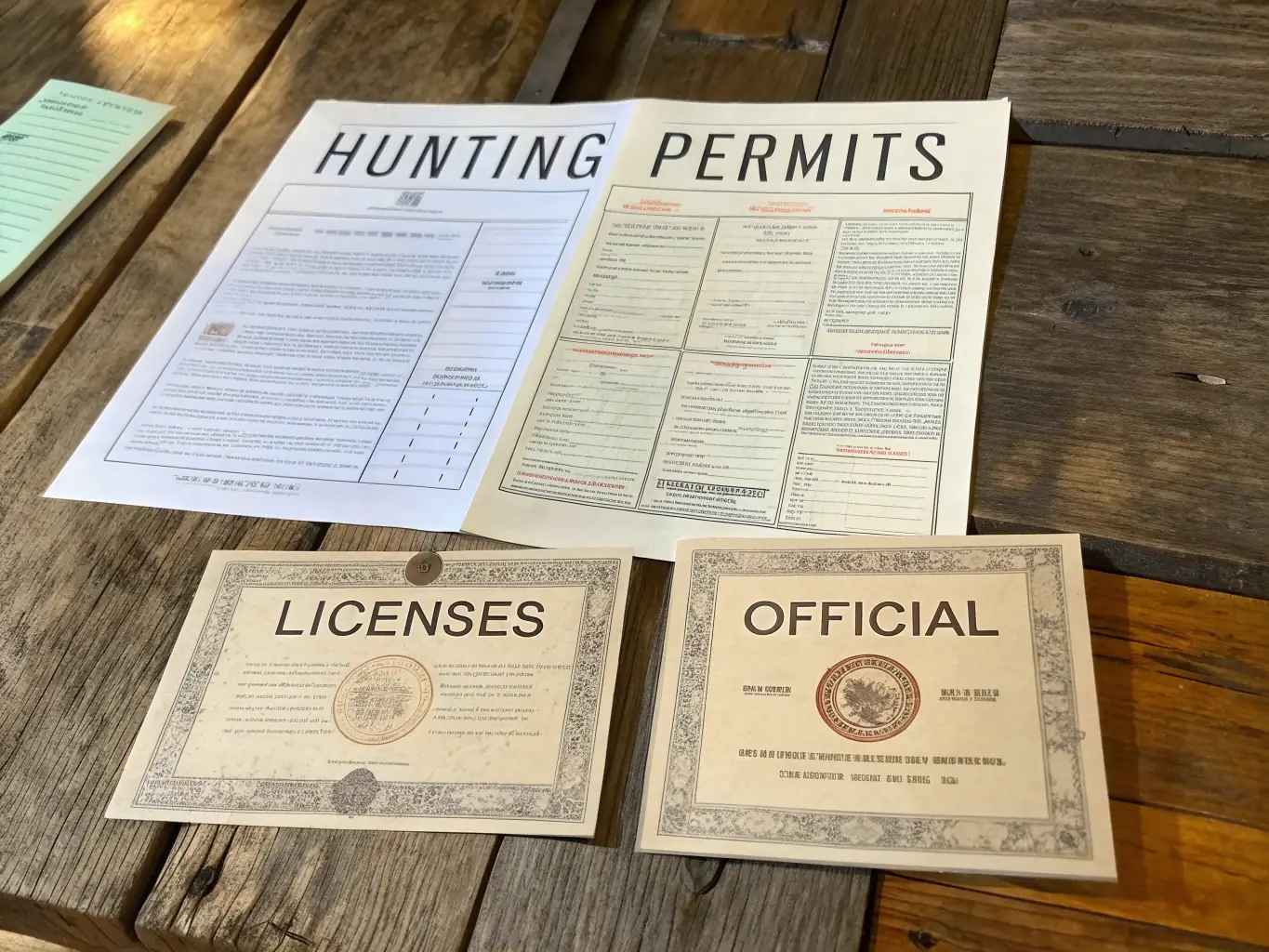 A warden inspecting hunting equipment and licenses, highlighting the organization's role in regulating hunting activities and preventing poaching.